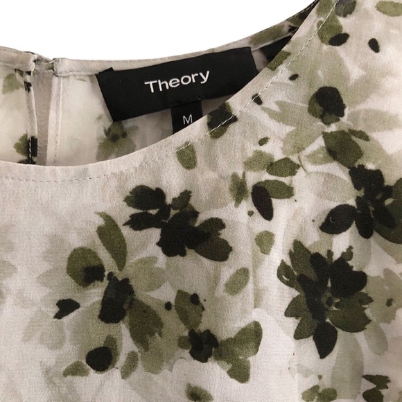 Theory Silk Sleeveless Kalstinn Top Spring Green Floral Size Medium - Picture 9 of 13